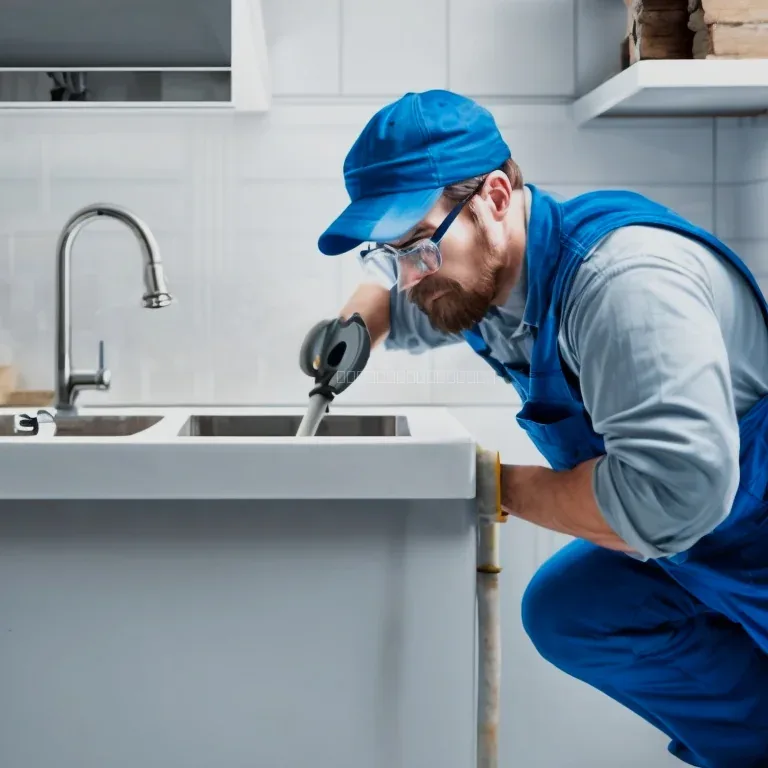 Técnico inspecionando sistema hidráulico residencial